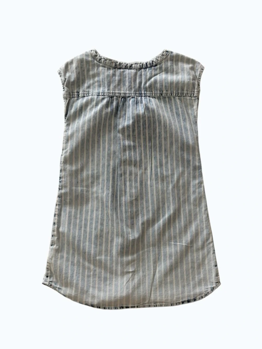 GAP Light Blue and White Striped Sleeveless Button-Front Dress